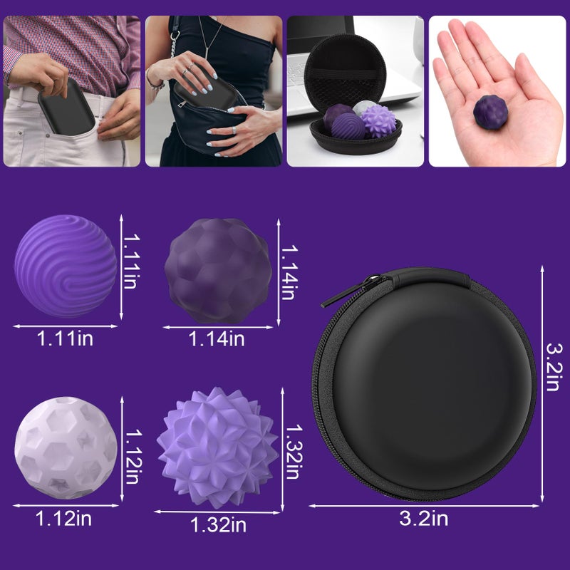 BUSOHA Silicone Magnetic Fidget Balls - 4 Pack Silicone Stress Relief Balls Stone for Adults Sensory Travel Toys for Calming Stress Autism and ADHD Gifts for Kids Girls Boys Purple - Image 2
